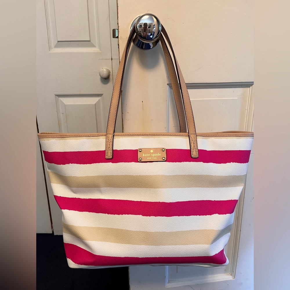 Kate Spade Vibrant Pink and Cream Tote